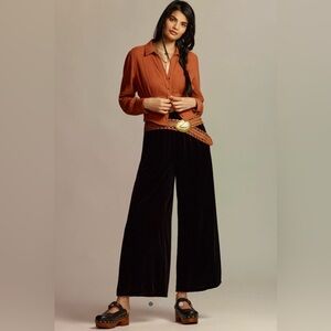 Anthropologie The Somerset Pants / Velvet Edition - Size XS - Black - New
